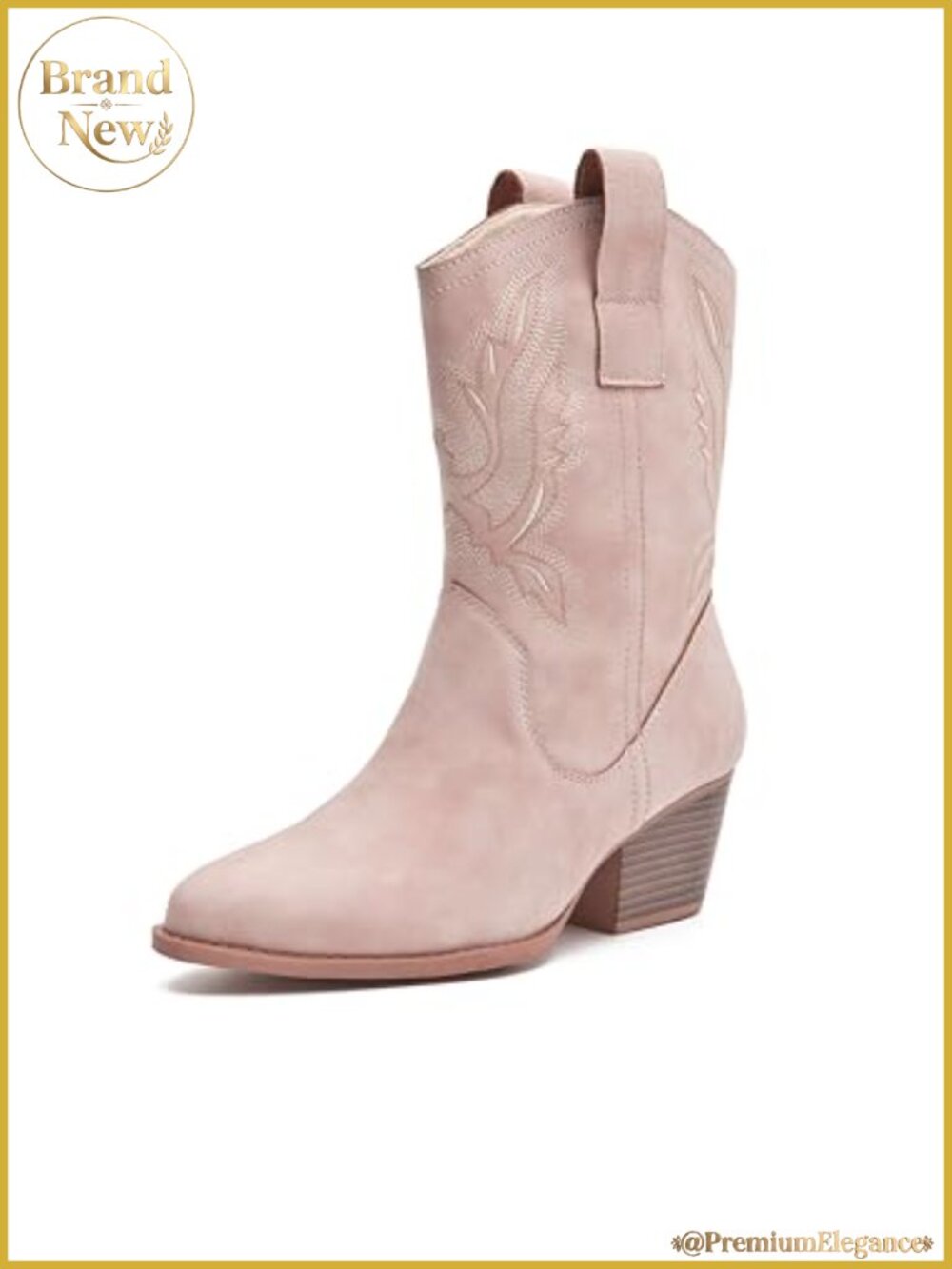 Western Cowboy Ankle Booties Embroidered Chunky Heel Country Concert Boots